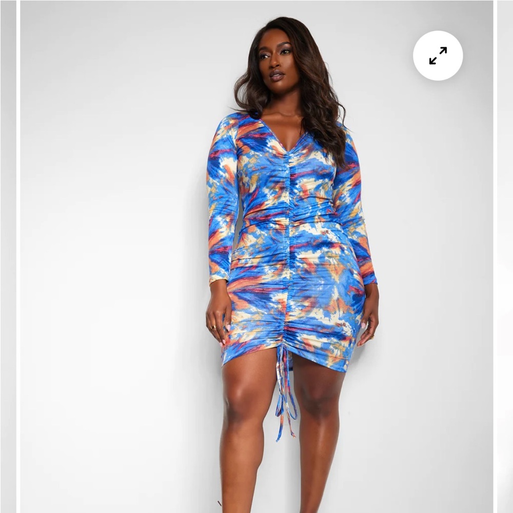 Unbreakable Marble Print Ruched Mini Bodycon Dress